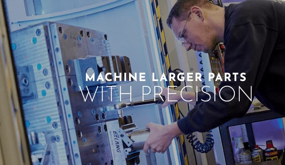 Precision machining at Lemmens, with the caption ‘Machine larger parts with precision’.
